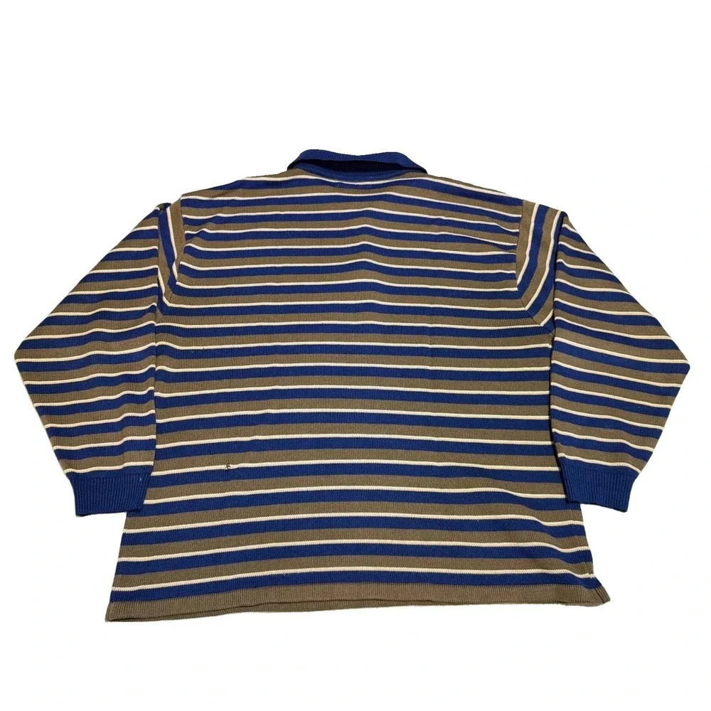 Ralph Lauren Polo black label Sweater L Striped Long Sleeve Knit Navy Brown Mens